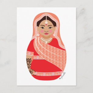 Briefkaart van Indische (Rode) Matryoshka