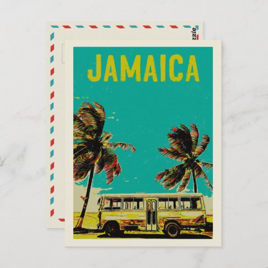 Briefkaart van Jamaica-, bus- en palmbomen (Voorkant / Achterkant)