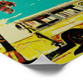 Briefkaart van Jamaica-, bus- en palmbomen Poster (Hoek)