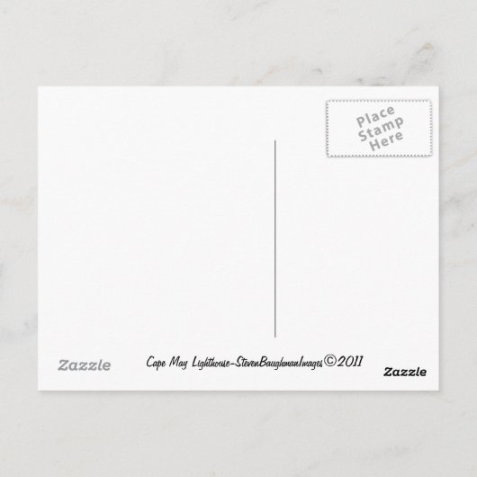 Briefkaart van Kaapse vuurtoren (Achterkant)