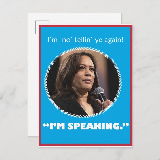 Briefkaart van Kamala Harris (Voorkant / Achterkant)