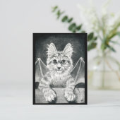 briefkaart van katten, zwart, witte gargoyle Hallo (Staand voorkant)