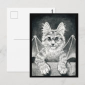 briefkaart van katten, zwart, witte gargoyle Hallo (Voorkant / Achterkant)
