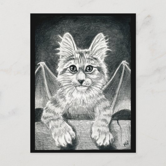 briefkaart van katten, zwart, witte gargoyle Hallo (Voorkant)