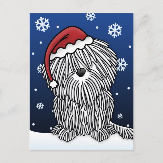 Briefkaart van Kerstmis Puli van Kawaii het Witte (Voorkant)