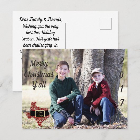 Briefkaart van Kerstmis van de Foto van de Staat (Voorkant / Achterkant)