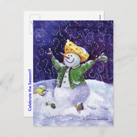 Briefkaart van Kerstmis van de kaas het Hoofd (Voorkant / Achterkant)