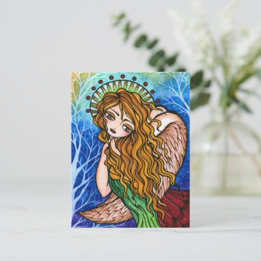 Briefkaart van Kerstmis van de Kunst van de Engel (Staand voorkant)