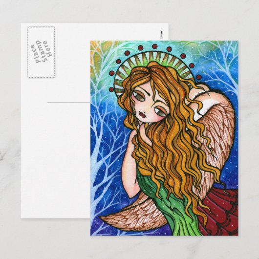 Briefkaart van Kerstmis van de Kunst van de Engel (Voorkant / Achterkant)