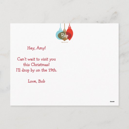 Briefkaart van Kerstmis van de Reis van de (Achterkant)