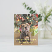 Briefkaart van Kerstmis van het Koekje van Pitbull (Staand voorkant)