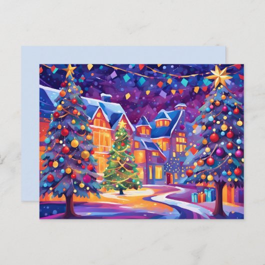 briefkaart van kerststad (Voorkant / Achterkant)