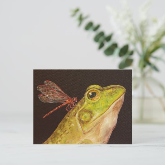 Briefkaart van kikker en libellen (Staand voorkant)