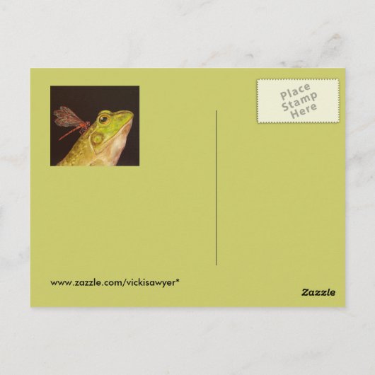 Briefkaart van kikker en libellen (Achterkant)