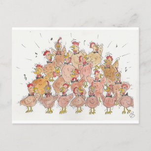 Briefkaart van kippen/Hen Choir