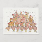 Briefkaart van kippen/Hen Choir (Voorkant)