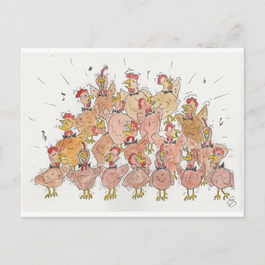Briefkaart van kippen/Hen Choir (Voorkant)