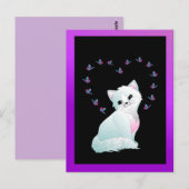 briefkaart van kitten en vlinders (Voorkant / Achterkant)