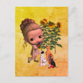 Briefkaart van kleine meisjes en Puppies (Voorkant)