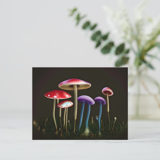 Briefkaart van kleurrijke paddenstoelen (Staand voorkant)