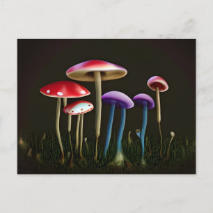 Briefkaart van kleurrijke paddenstoelen
