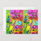 briefkaart van kleurrijke paddenstoelen (Voorkant / Achterkant)