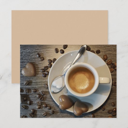 briefkaart van koffie en chocola (Voorkant / Achterkant)