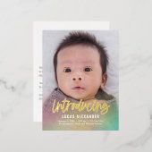 Briefkaart van kondiging van de Baby van de regenb (Voorkant / Achterkant)