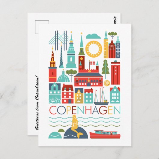 Briefkaart van Kopenhagen (Voorkant / Achterkant)