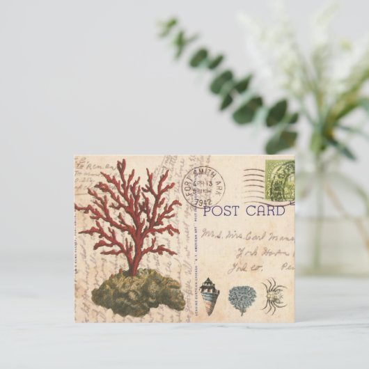 briefkaart van koraal en zeeschildpadden (Staand voorkant)