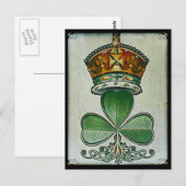 Briefkaart van kroon en shamrock. (Voorkant / Achterkant)