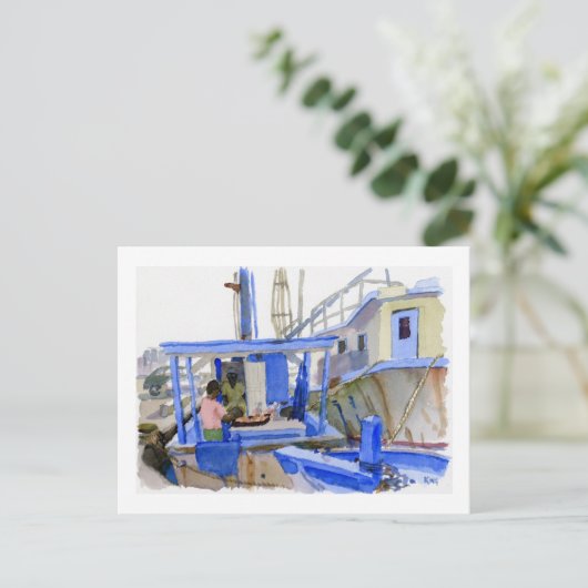 Briefkaart van kweekvijvers (Staand voorkant)