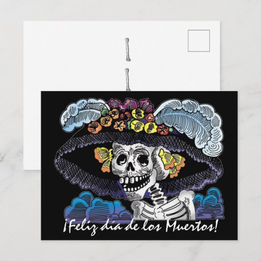 Briefkaart van La Catrina Dia de los Muertos (Voorkant / Achterkant)