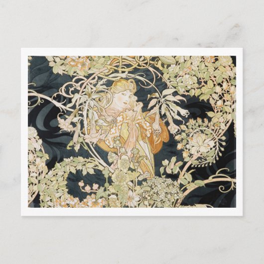 Briefkaart van "Lady With a Daisy" van Alphonse Mu (Voorkant)