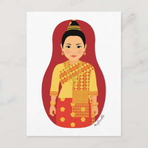 Briefkaart van Laotian (Red) Matryoshka