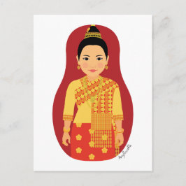 Briefkaart van Laotian (Red) Matryoshka