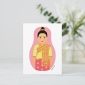 Briefkaart van Laotian (roze) Matryoshka (Staand voorkant)