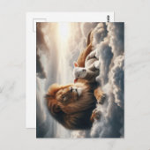 Briefkaart van leeuw en lam (Voorkant / Achterkant)