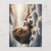 Briefkaart van leeuw en lam (Voorkant)