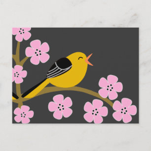 Briefkaart van lente-vogelpest