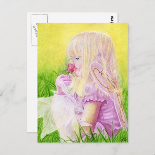 Briefkaart van Little Spring Fairy Roos (Voorkant / Achterkant)