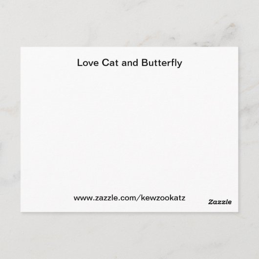 Briefkaart van Love Cat en Butterfly (Achterkant)