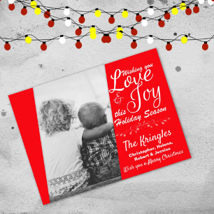 Briefkaart van Love & Joy Red Kerstfeestdag