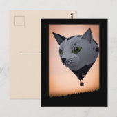 Briefkaart van luchtballonvaarders met kat-warme l (Voorkant / Achterkant)