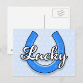 Briefkaart van Lucky Hoefijzer (blauw) (Voorkant / Achterkant)