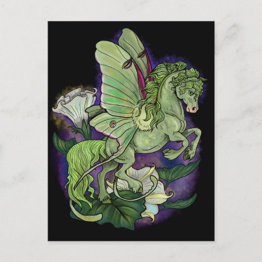 Briefkaart van Luna Moth Fairy Horse (Voorkant)