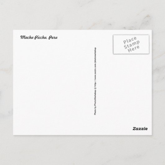 Briefkaart van Machu Picchu (Achterkant)