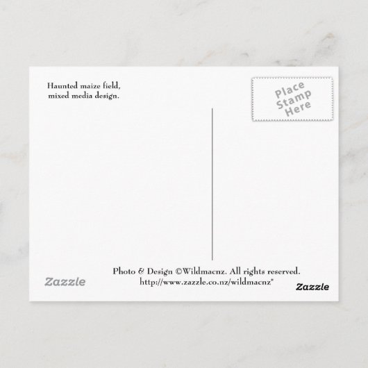 Briefkaart van maïsveld, gehakt (Achterkant)