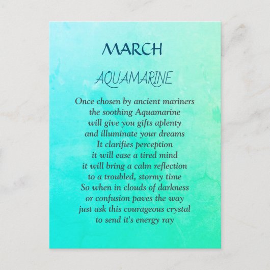 Briefkaart van marathstone Aquamarine-ontwerp (Voorkant)