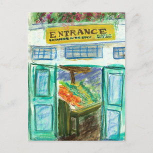 Briefkaart van marktintroductie (Pike Place Market